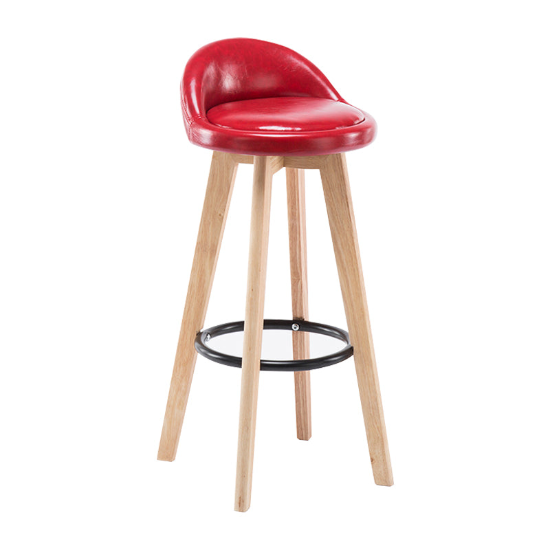 Modern Armless Backrest Counter Stool Wood Bedroom Bar Stool with Cushion and Pedal