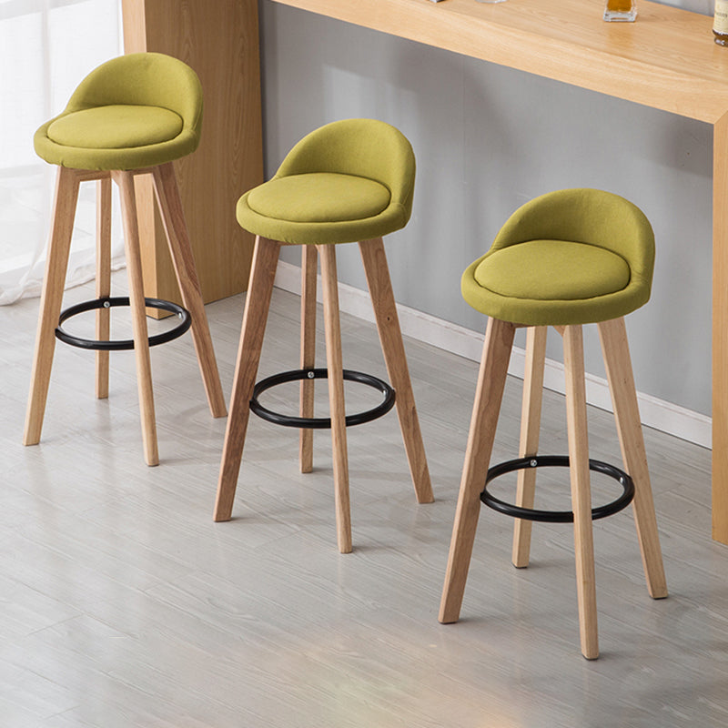 Modern Armless Backrest Counter Stool Wood Bedroom Bar Stool with Cushion and Pedal
