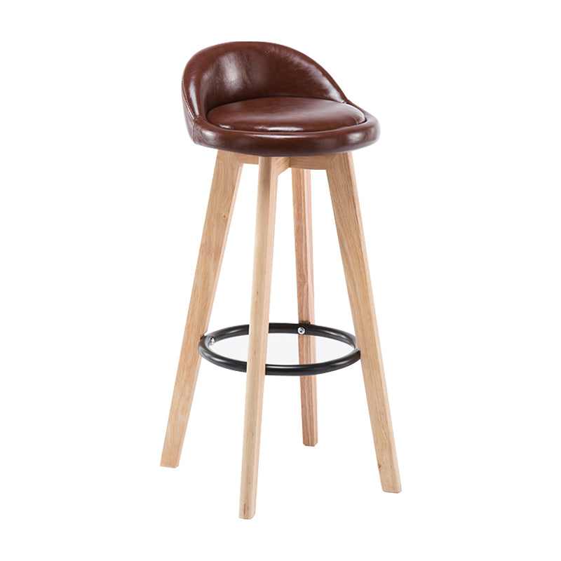 Modern Armless Backrest Counter Stool Wood Bedroom Bar Stool with Cushion and Pedal