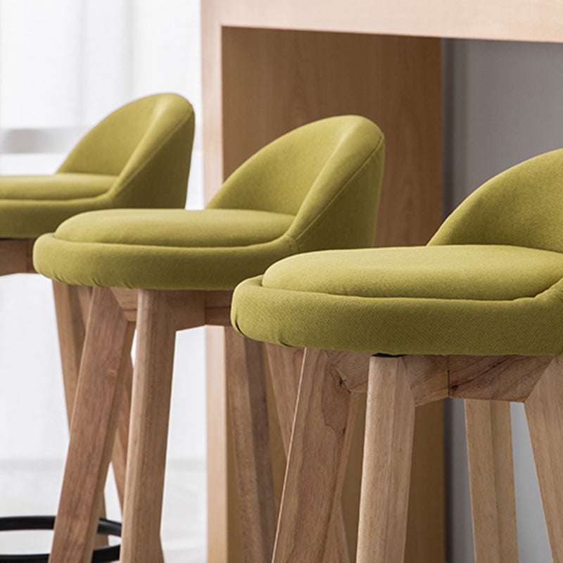 Modern Armless Backrest Counter Stool Wood Bedroom Bar Stool with Cushion and Pedal