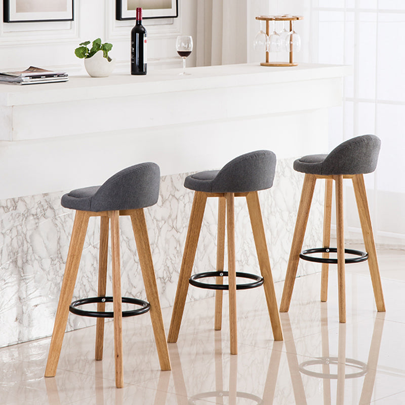 Modern Armless Backrest Counter Stool Wood Bedroom Bar Stool with Cushion and Pedal