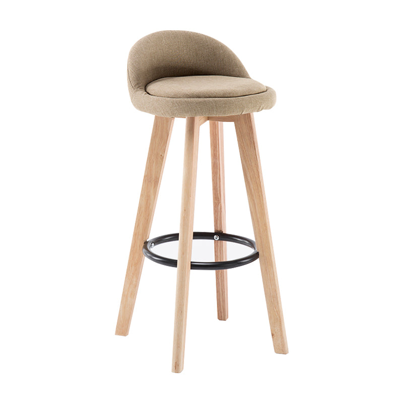 Modern Armless Backrest Counter Stool Wood Bedroom Bar Stool with Cushion and Pedal