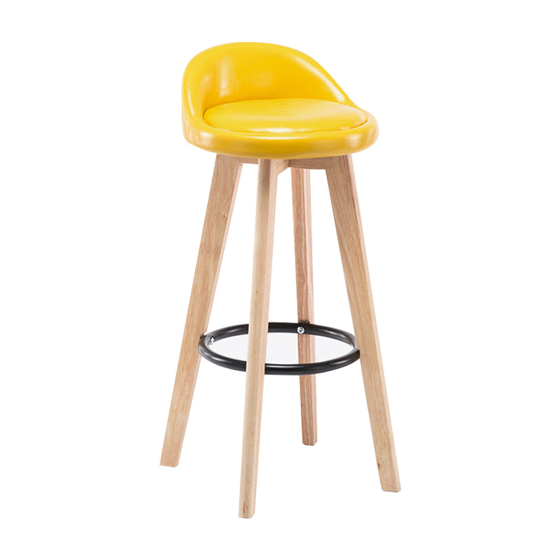 Modern Armless Backrest Counter Stool Wood Bedroom Bar Stool with Cushion and Pedal