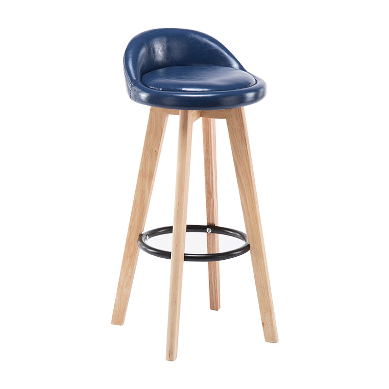 Modern Armless Backrest Counter Stool Wood Bedroom Bar Stool with Cushion and Pedal
