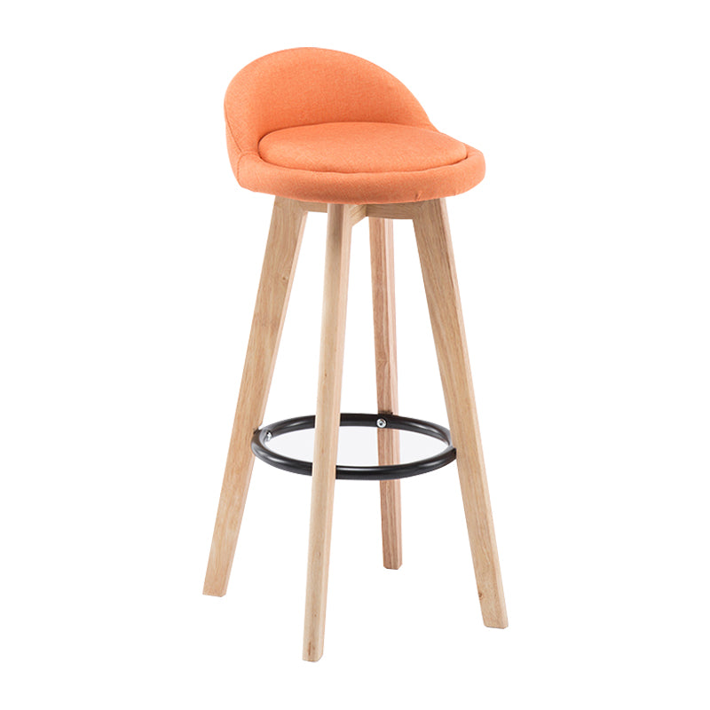 Modern Armless Backrest Counter Stool Wood Bedroom Bar Stool with Cushion and Pedal