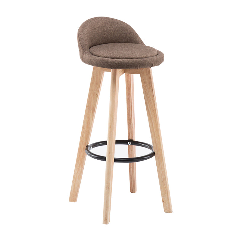 Modern Armless Backrest Counter Stool Wood Bedroom Bar Stool with Cushion and Pedal