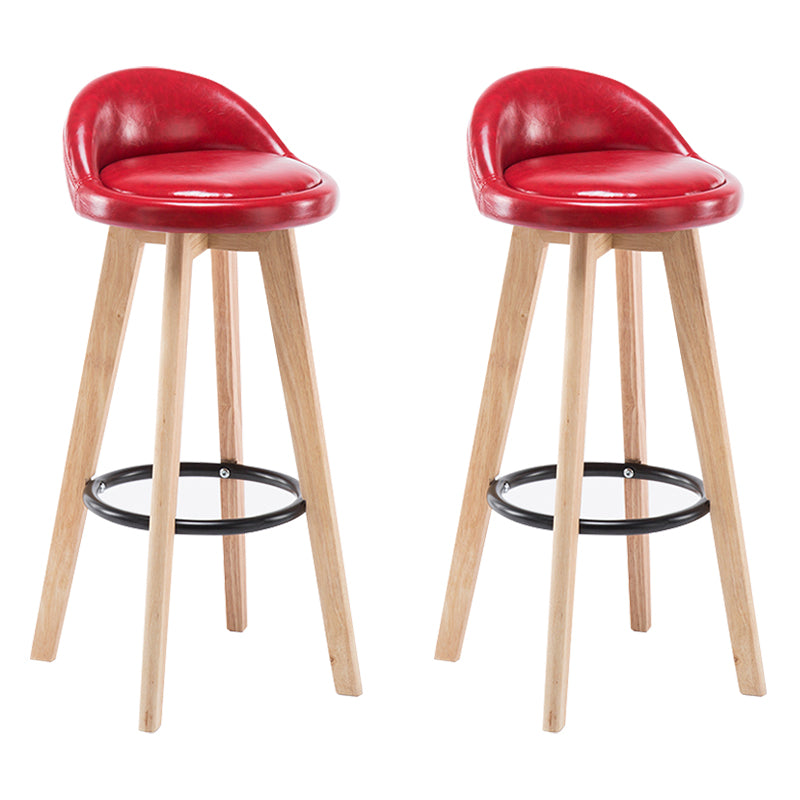 Modern Armless Backrest Counter Stool Wood Bedroom Bar Stool with Cushion and Pedal