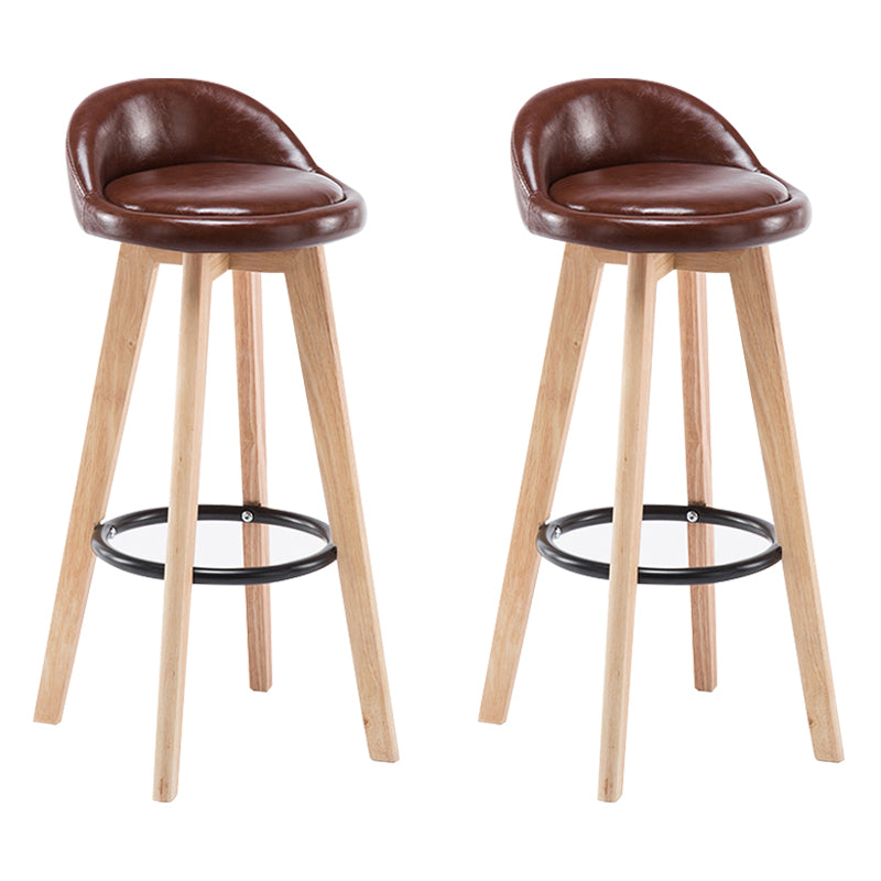 Modern Armless Backrest Counter Stool Wood Bedroom Bar Stool with Cushion and Pedal