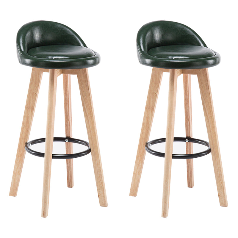 Modern Armless Backrest Counter Stool Wood Bedroom Bar Stool with Cushion and Pedal