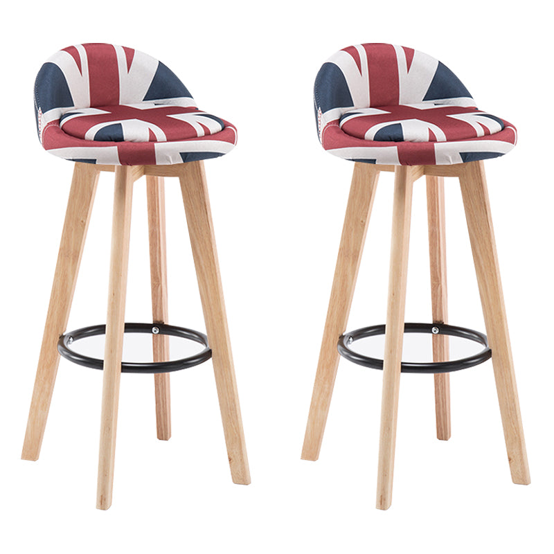 Modern Armless Backrest Counter Stool Wood Bedroom Bar Stool with Cushion and Pedal