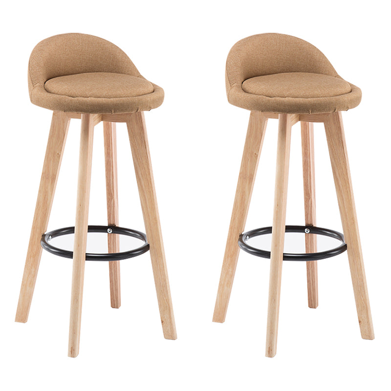 Modern Armless Backrest Counter Stool Wood Bedroom Bar Stool with Cushion and Pedal