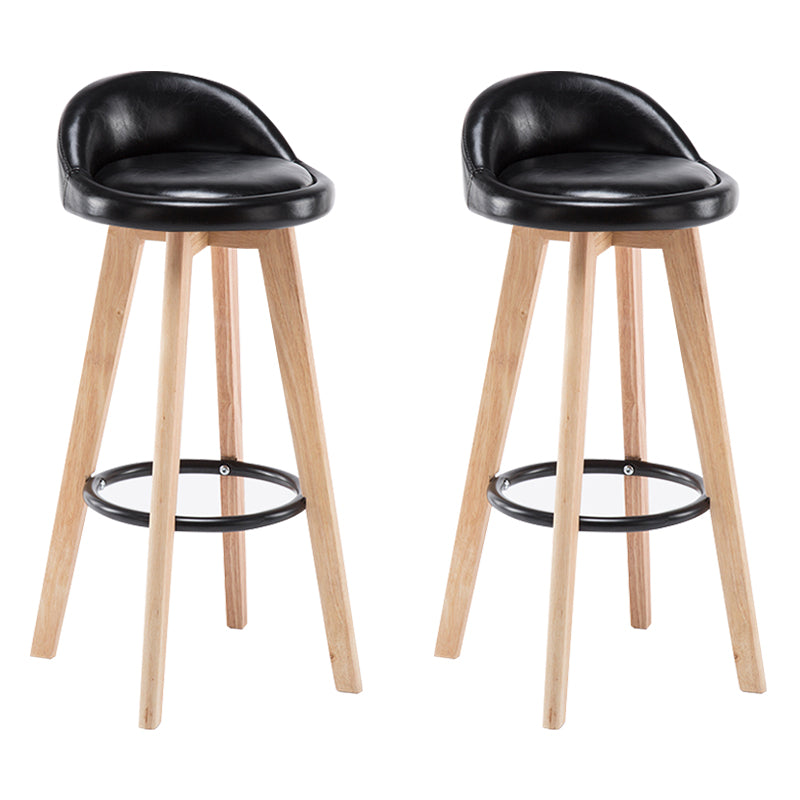 Modern Armless Backrest Counter Stool Wood Bedroom Bar Stool with Cushion and Pedal