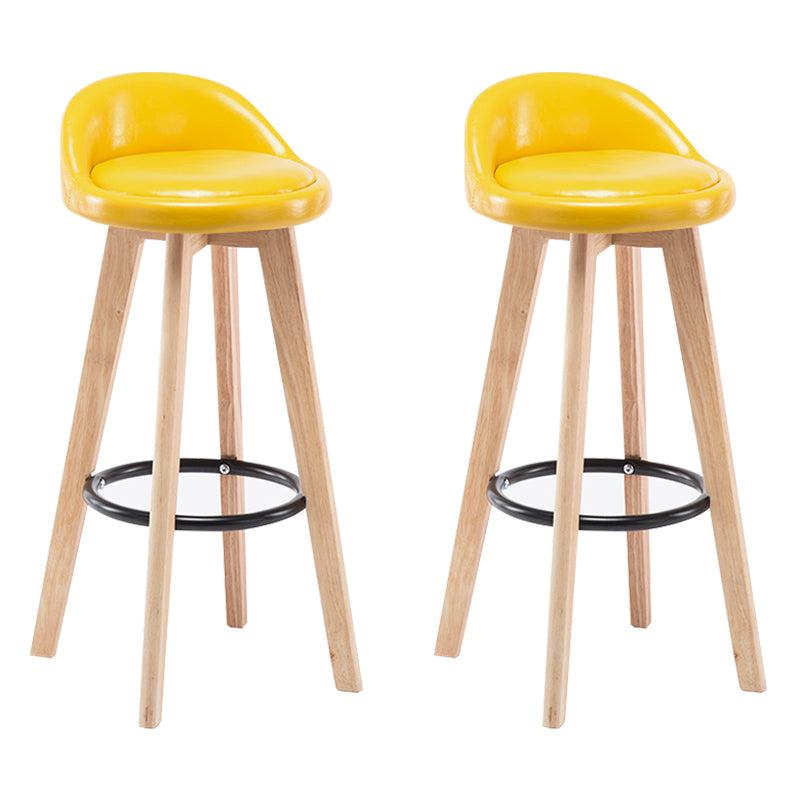 Modern Armless Backrest Counter Stool Wood Bedroom Bar Stool with Cushion and Pedal