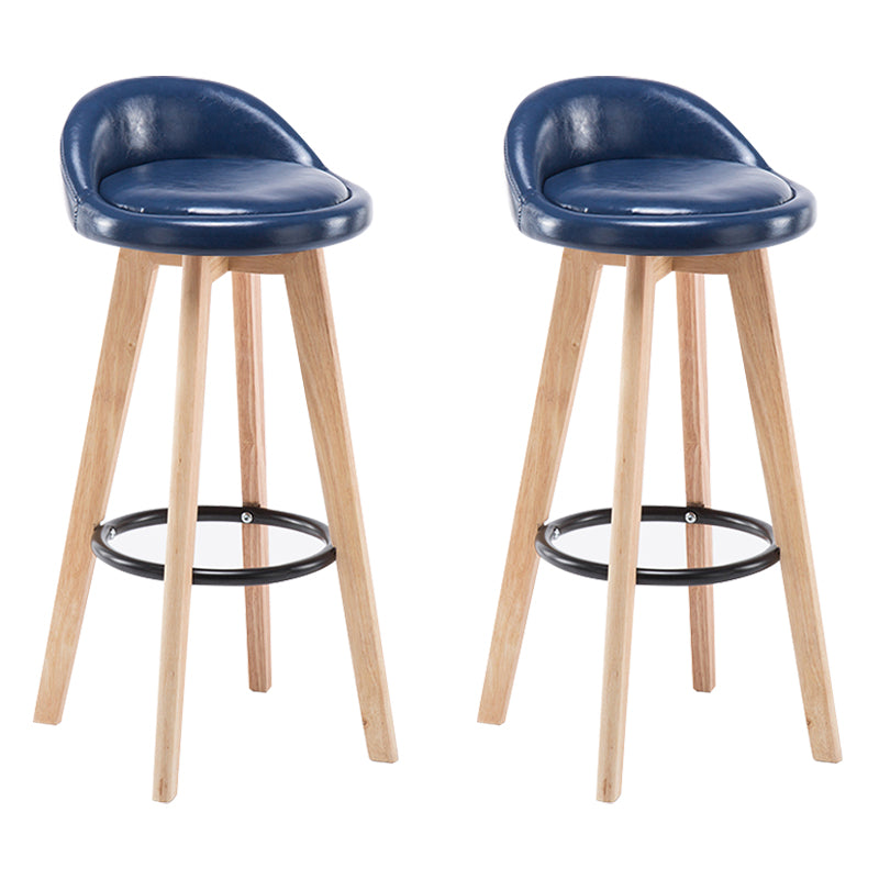 Modern Armless Backrest Counter Stool Wood Bedroom Bar Stool with Cushion and Pedal