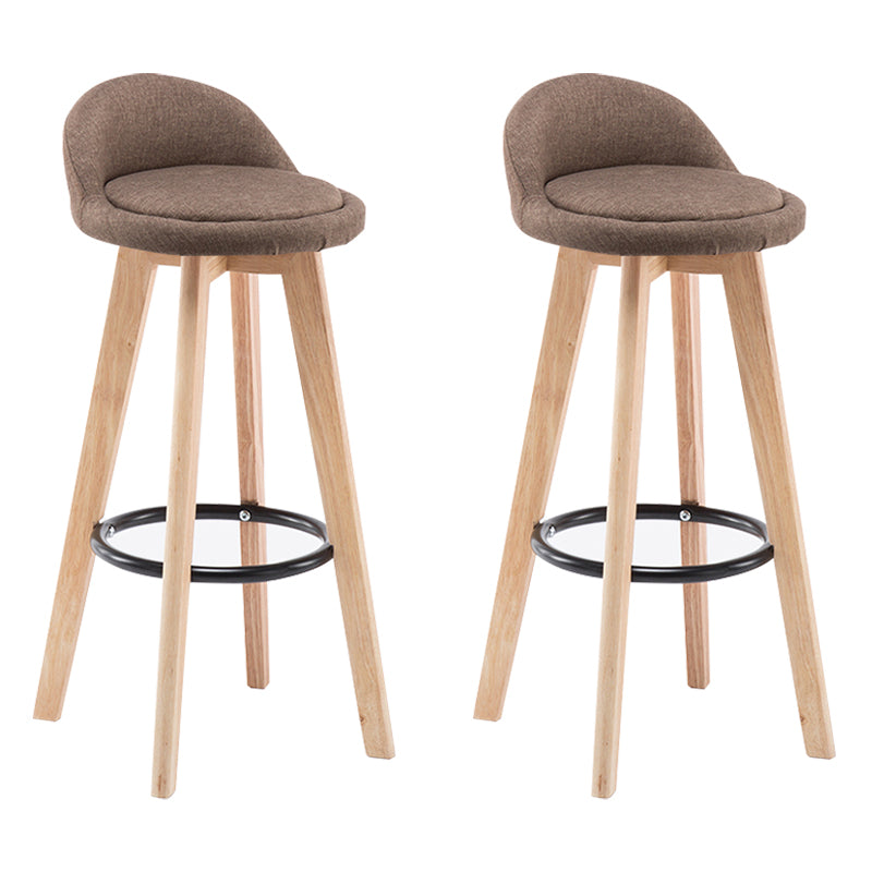 Modern Armless Backrest Counter Stool Wood Bedroom Bar Stool with Cushion and Pedal