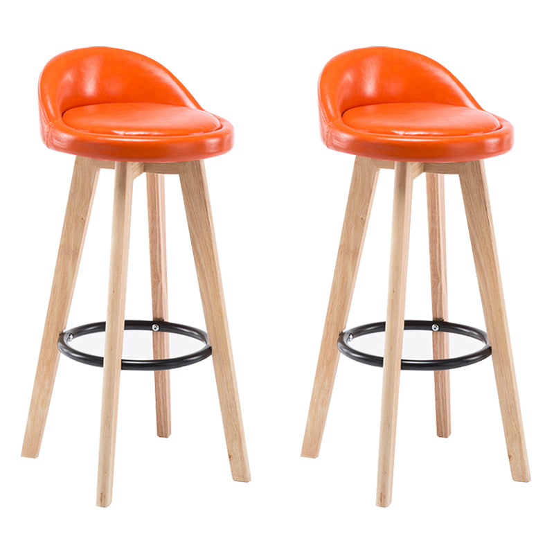 Modern Armless Backrest Counter Stool Wood Bedroom Bar Stool with Cushion and Pedal