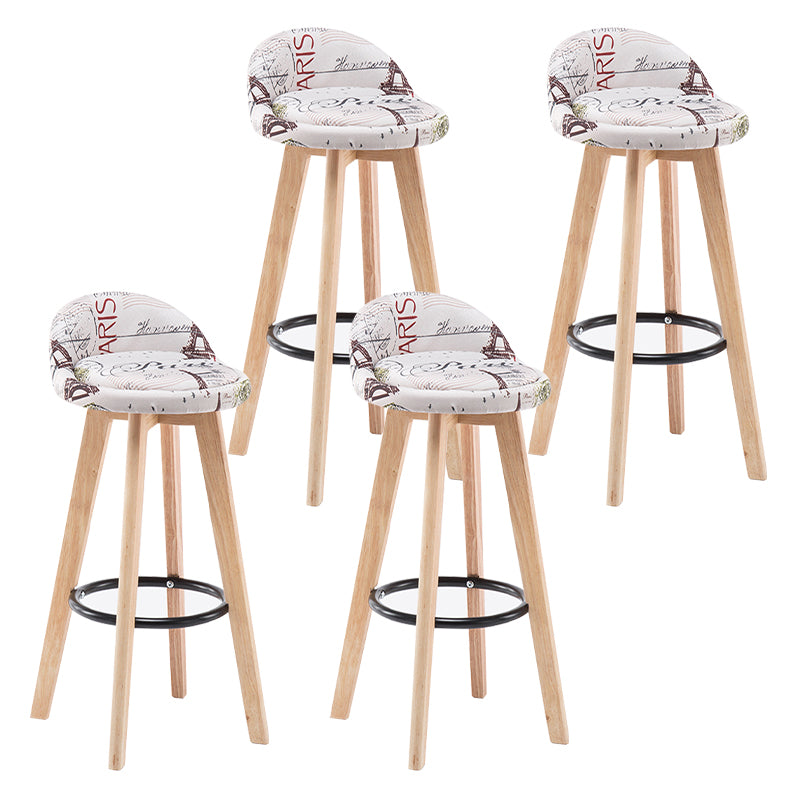 Modern Armless Backrest Counter Stool Wood Bedroom Bar Stool with Cushion and Pedal
