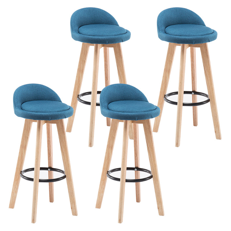 Modern Armless Backrest Counter Stool Wood Bedroom Bar Stool with Cushion and Pedal