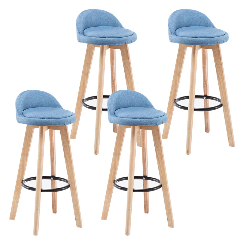 Modern Armless Backrest Counter Stool Wood Bedroom Bar Stool with Cushion and Pedal