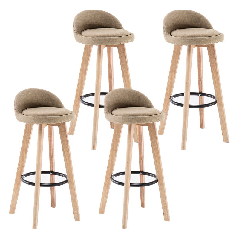 Modern Armless Backrest Counter Stool Wood Bedroom Bar Stool with Cushion and Pedal
