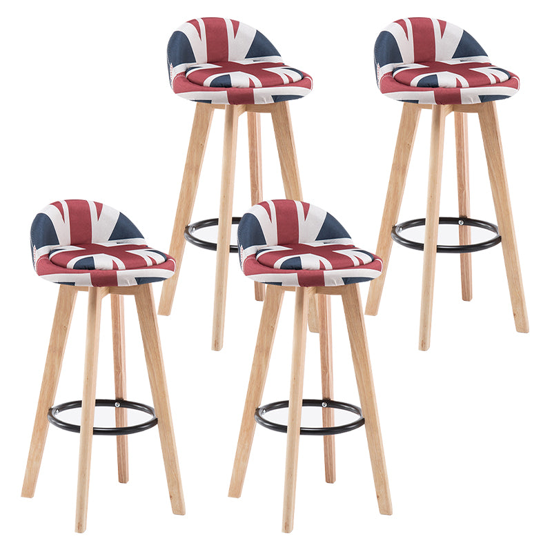 Modern Armless Backrest Counter Stool Wood Bedroom Bar Stool with Cushion and Pedal