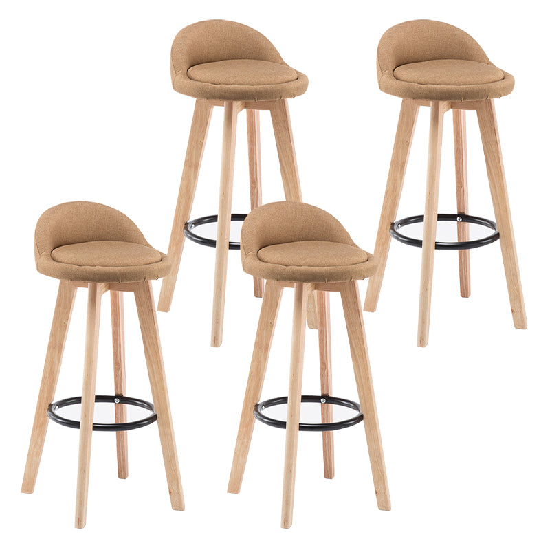 Modern Armless Backrest Counter Stool Wood Bedroom Bar Stool with Cushion and Pedal