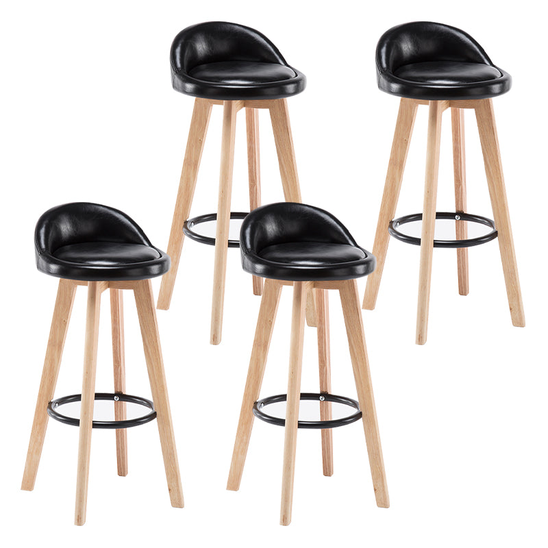 Modern Armless Backrest Counter Stool Wood Bedroom Bar Stool with Cushion and Pedal