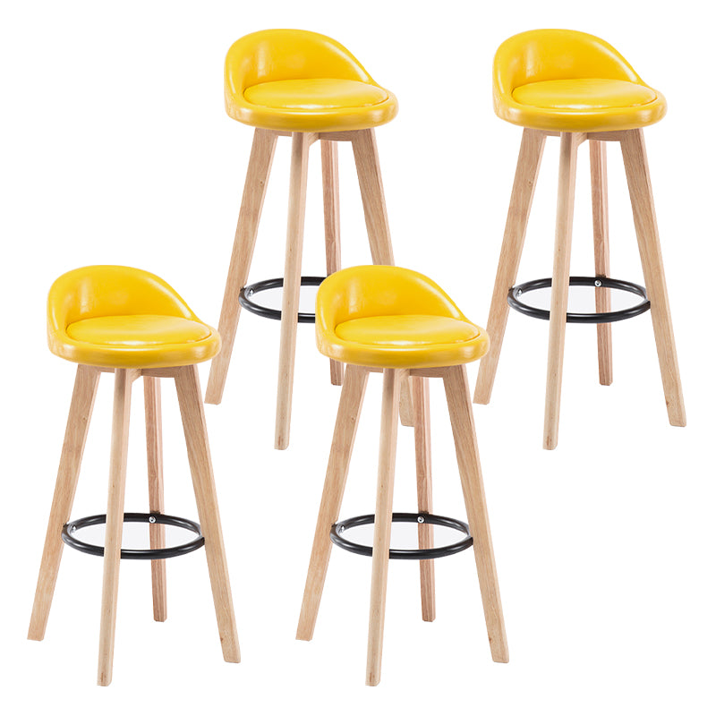Modern Armless Backrest Counter Stool Wood Bedroom Bar Stool with Cushion and Pedal
