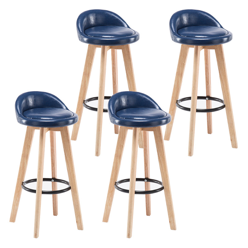 Modern Armless Backrest Counter Stool Wood Bedroom Bar Stool with Cushion and Pedal