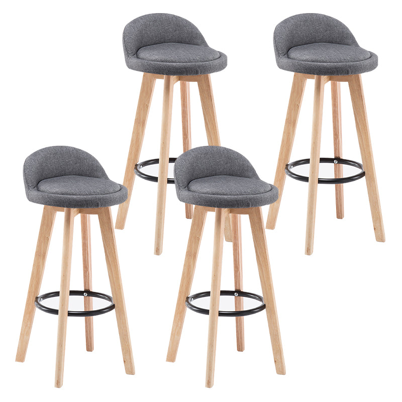 Modern Armless Backrest Counter Stool Wood Bedroom Bar Stool with Cushion and Pedal