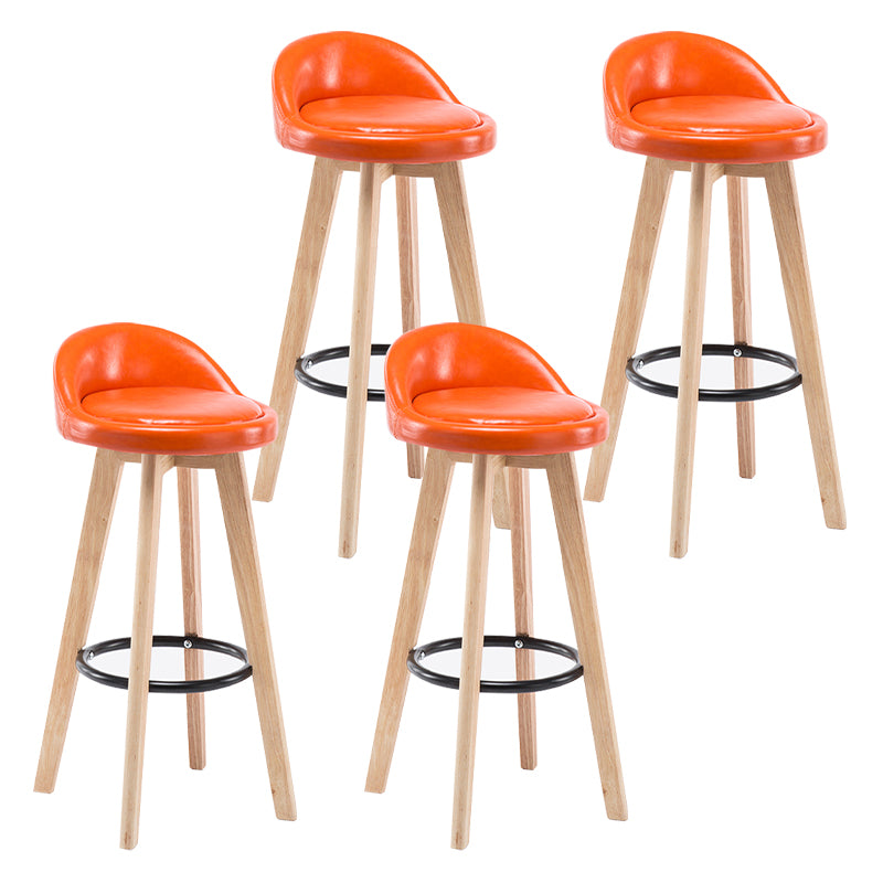 Modern Armless Backrest Counter Stool Wood Bedroom Bar Stool with Cushion and Pedal