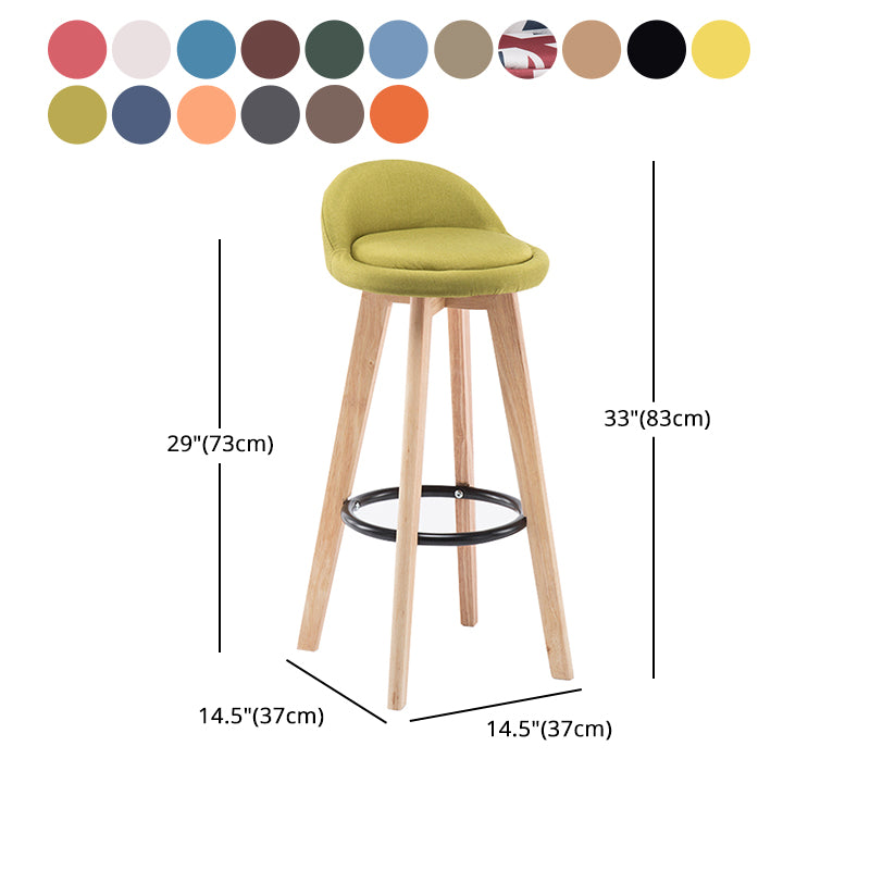 Modern Armless Backrest Counter Stool Wood Bedroom Bar Stool with Cushion and Pedal