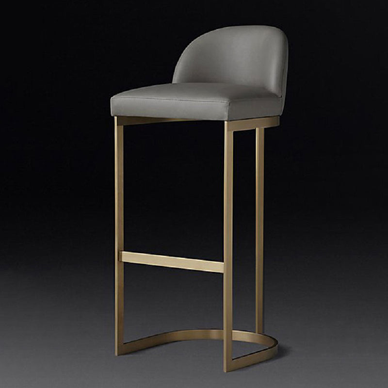 Glam Mental Leather Bar Stools Indoor Barstool with Iron Legs and Low Back