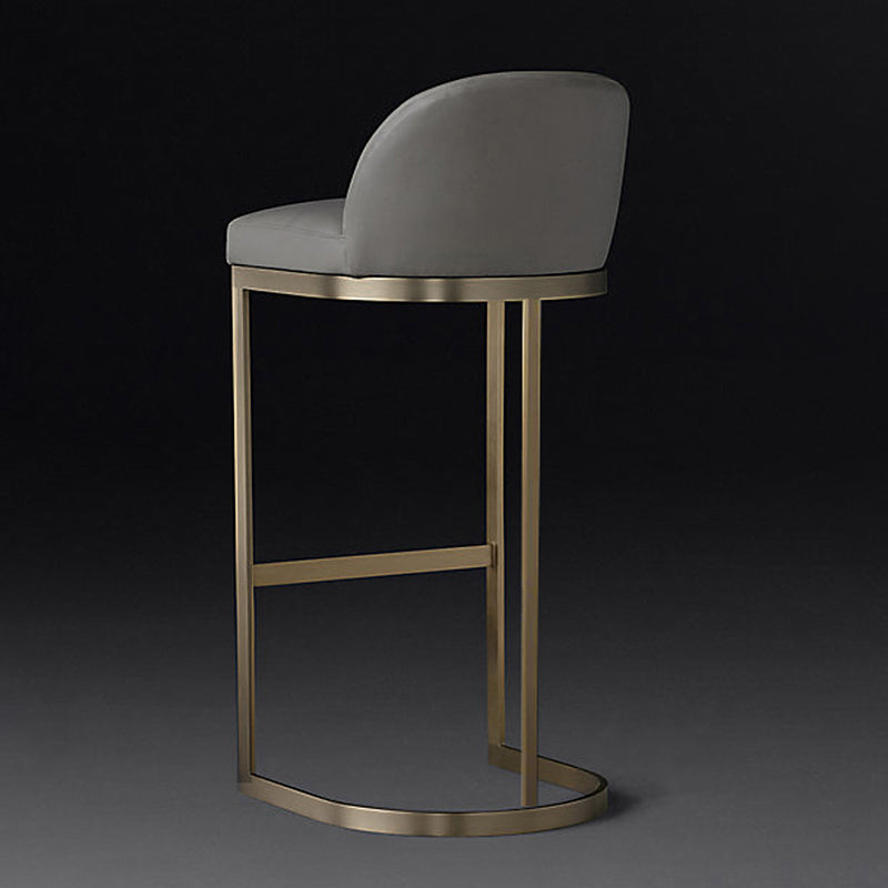 Glam Mental Leather Bar Stools Indoor Barstool with Iron Legs and Low Back