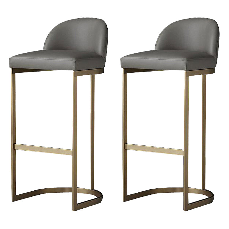 Glam Mental Leather Bar Stools Indoor Barstool with Iron Legs and Low Back