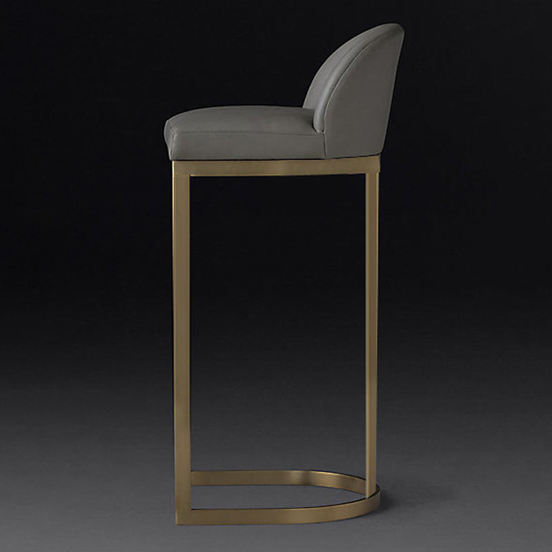 Glam Mental Leather Bar Stools Indoor Barstool with Iron Legs and Low Back