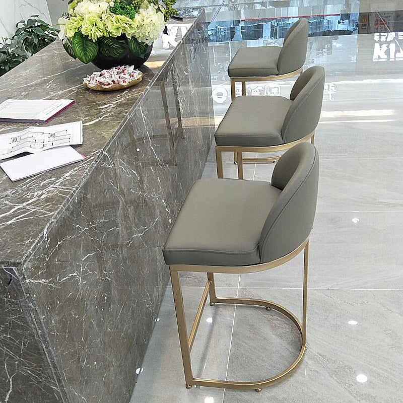 Glam Mental Leather Bar Stools Indoor Barstool with Iron Legs and Low Back