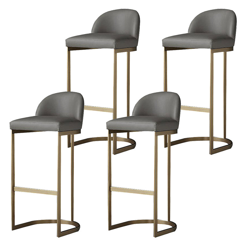 Glam Mental Leather Bar Stools Indoor Barstool with Iron Legs and Low Back