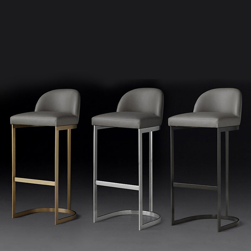 Glam Mental Leather Bar Stools Indoor Barstool with Iron Legs and Low Back