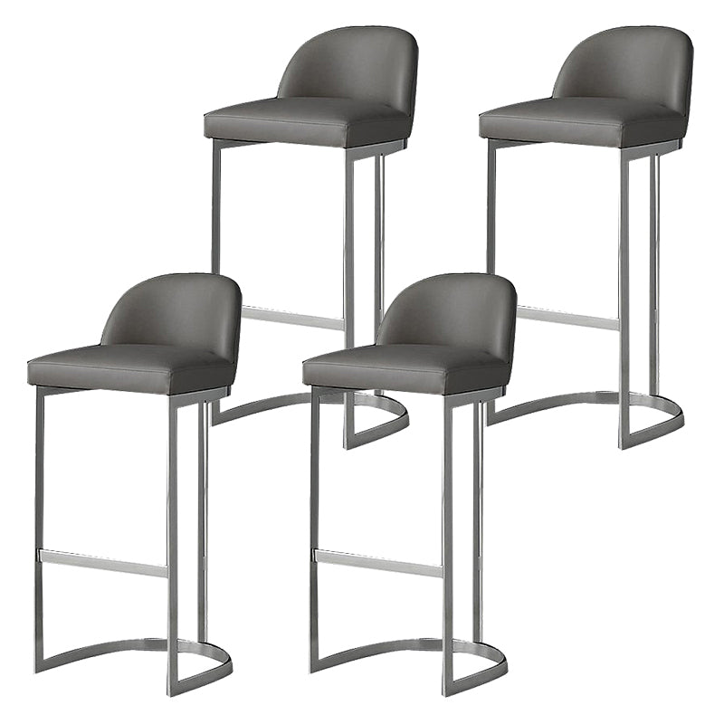Glam Mental Leather Bar Stools Indoor Barstool with Iron Legs and Low Back