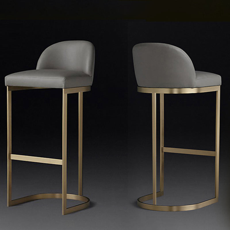 Glam Mental Leather Bar Stools Indoor Barstool with Iron Legs and Low Back