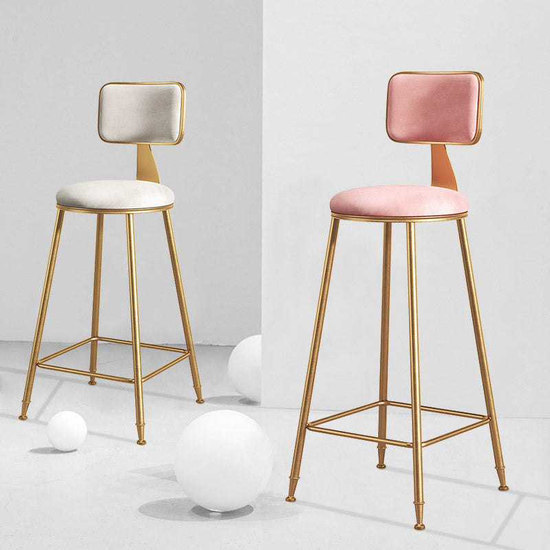 Glam Metal Upholstered Barstool Bristol Bar Stool with Iron Legs and Cushion Low Back