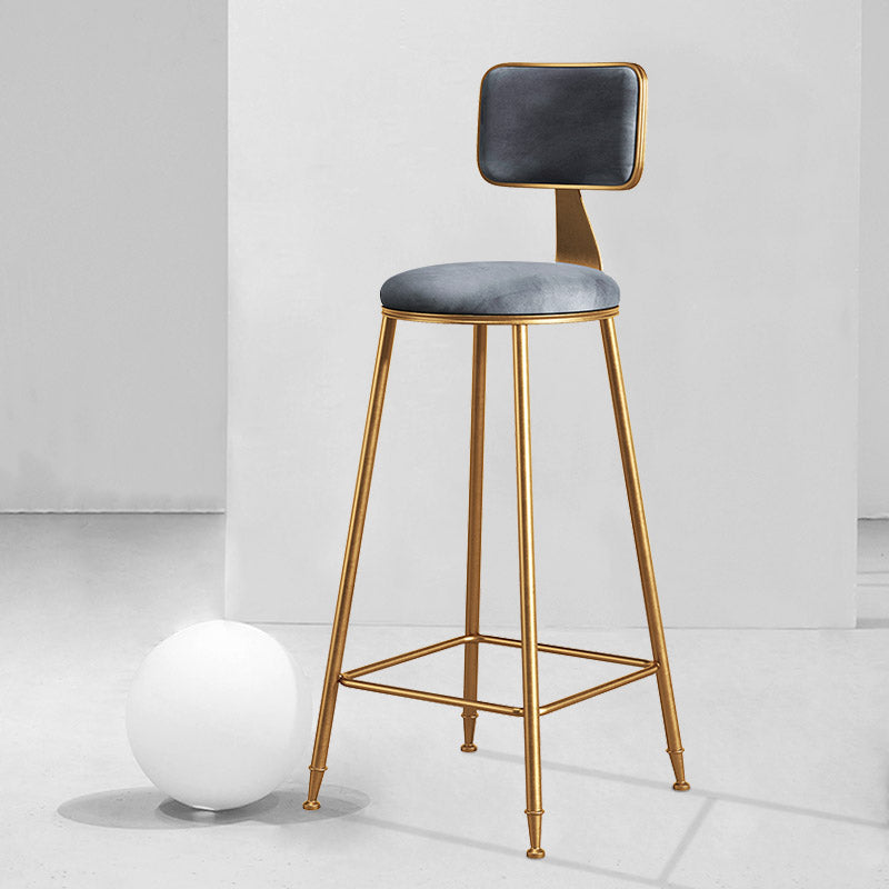 Glam Metal Upholstered Barstool Bristol Bar Stool with Iron Legs and Cushion Low Back