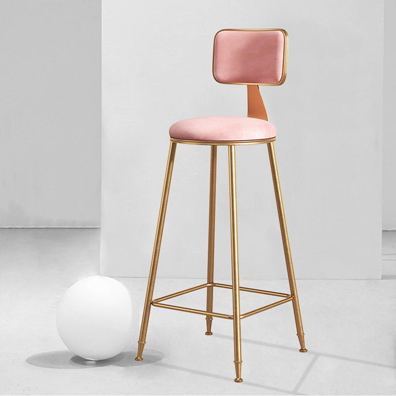 Glam Metal Upholstered Barstool Bristol Bar Stool with Iron Legs and Cushion Low Back