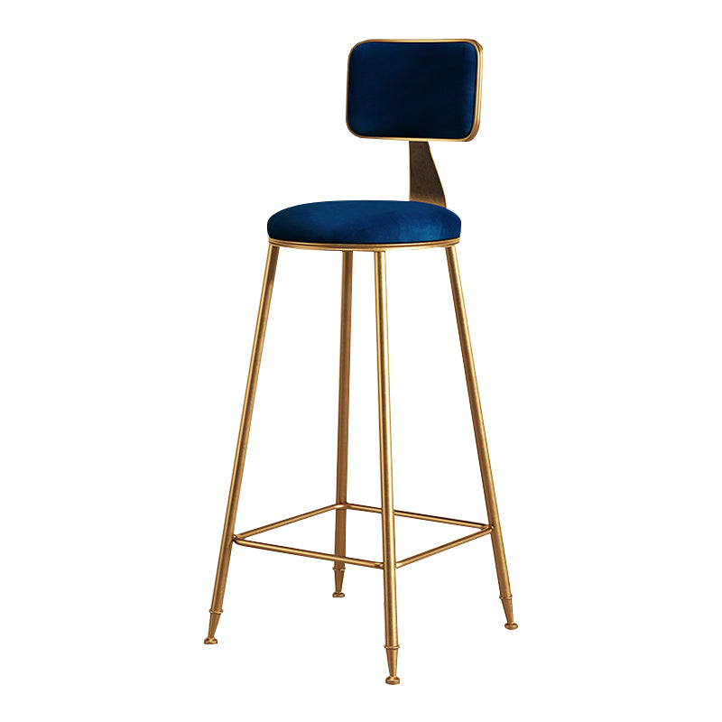 Glam Metal Upholstered Barstool Bristol Bar Stool with Iron Legs and Cushion Low Back