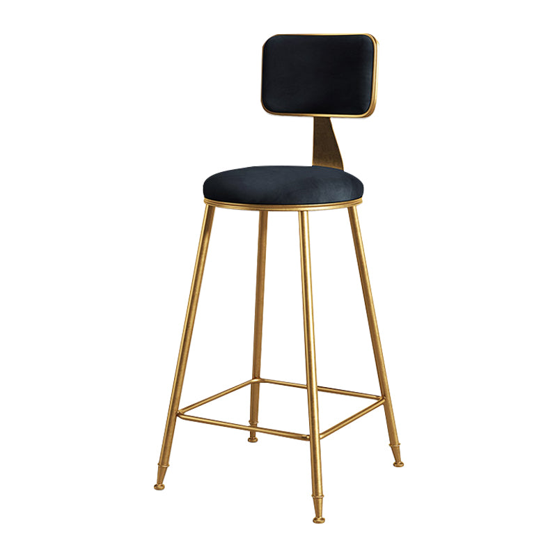 Glam Metal Upholstered Barstool Bristol Bar Stool with Iron Legs and Cushion Low Back