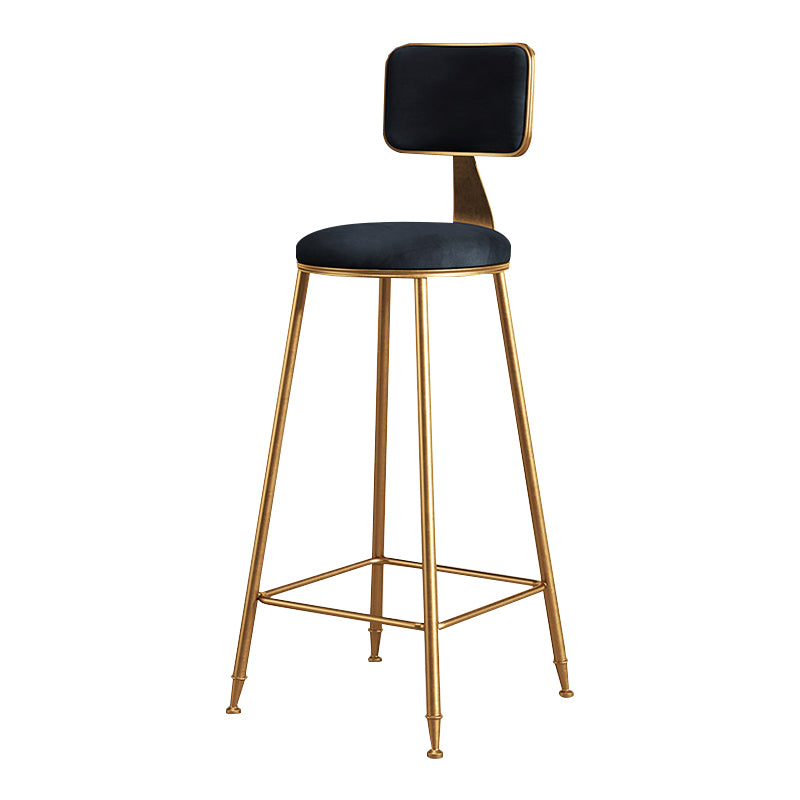 Glam Metal Upholstered Barstool Bristol Bar Stool with Iron Legs and Cushion Low Back