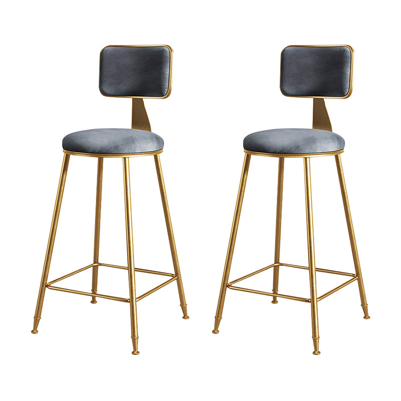 Glam Metal Upholstered Barstool Bristol Bar Stool with Iron Legs and Cushion Low Back