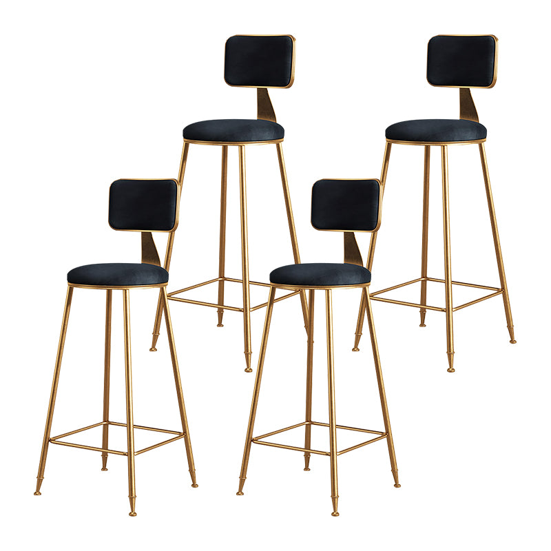 Glam Metal Upholstered Barstool Bristol Bar Stool with Iron Legs and Cushion Low Back