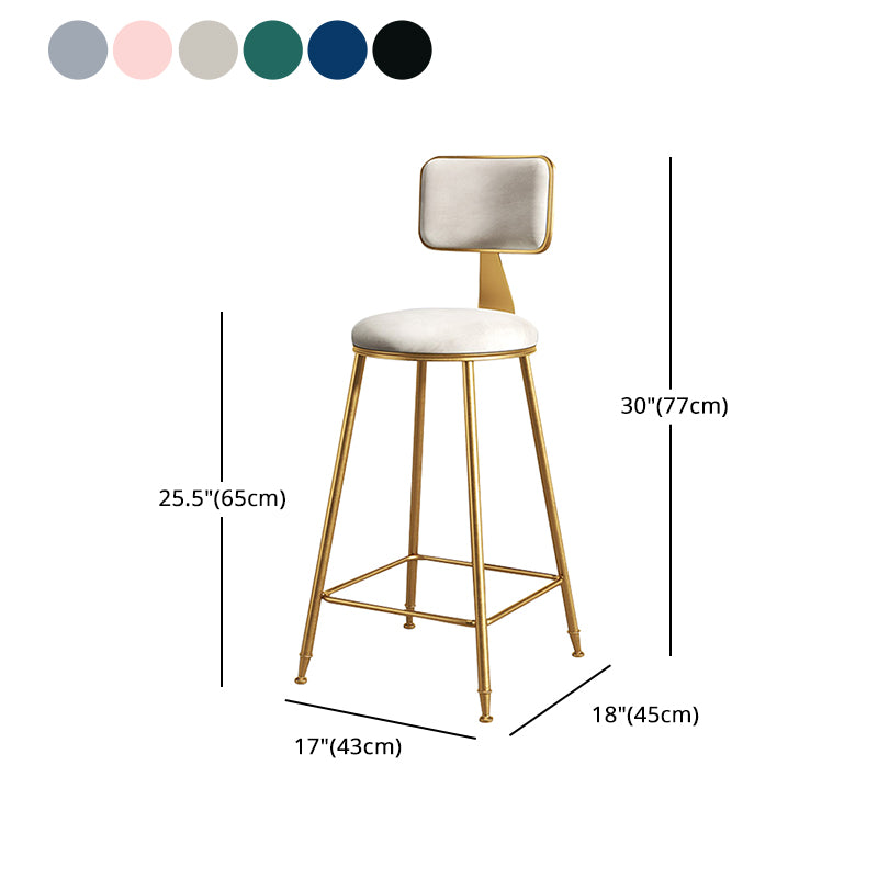 Glam Metal Upholstered Barstool Bristol Bar Stool with Iron Legs and Cushion Low Back